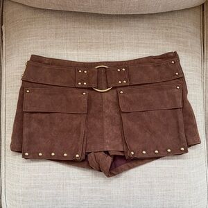Micro Mini Suede Cargo Skort